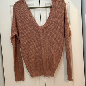 Moon & Madison Twist Front Sweater Mauve Knit Long Sleeve Oversized L